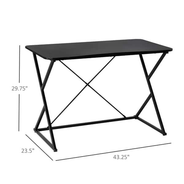 HOMCOM 43" Computer Desk Study Student Writing Table with Z and X Bar Frame Support for Living Room, or Home Office, Black