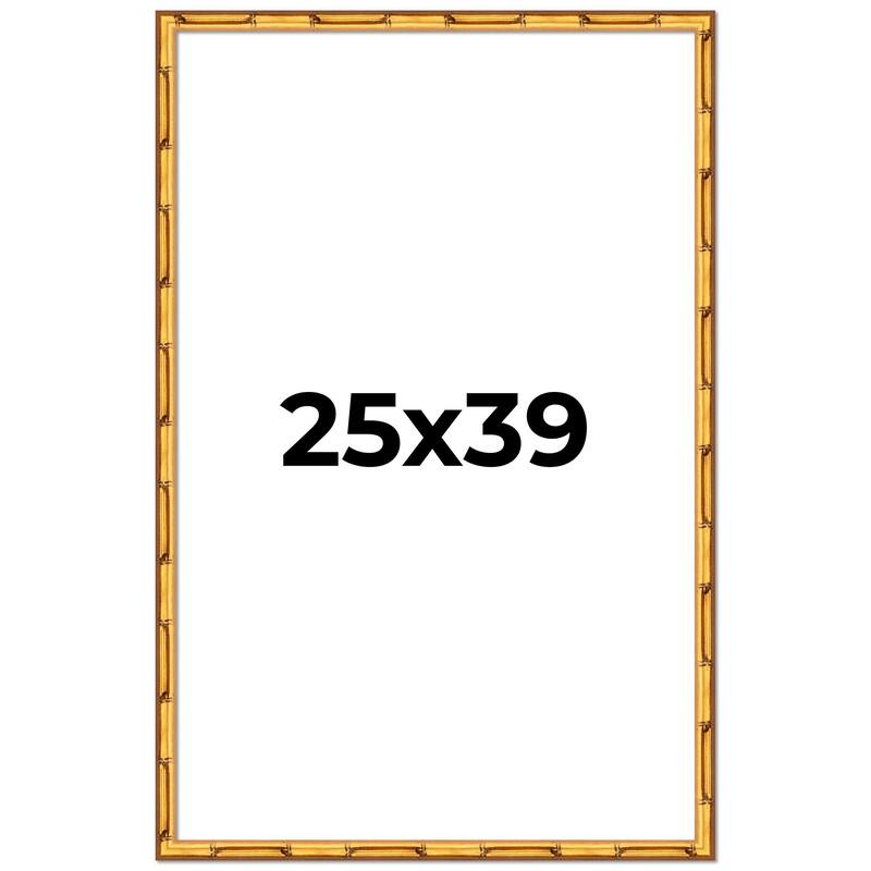 25x39 Frame Gold Bamboo Picture Frame Modern Photo Frame Includes UV Acrylic Shatter Guard Front Acid Free Foam Backing Board