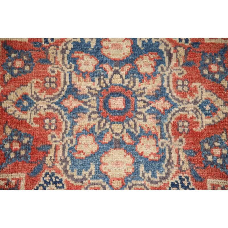 Hand Knotted Oriental 100% Wool Carpet Traditional Floral Navy Blue & Blues Mahal Runner Rug - 10' 10'' X 3' 3''