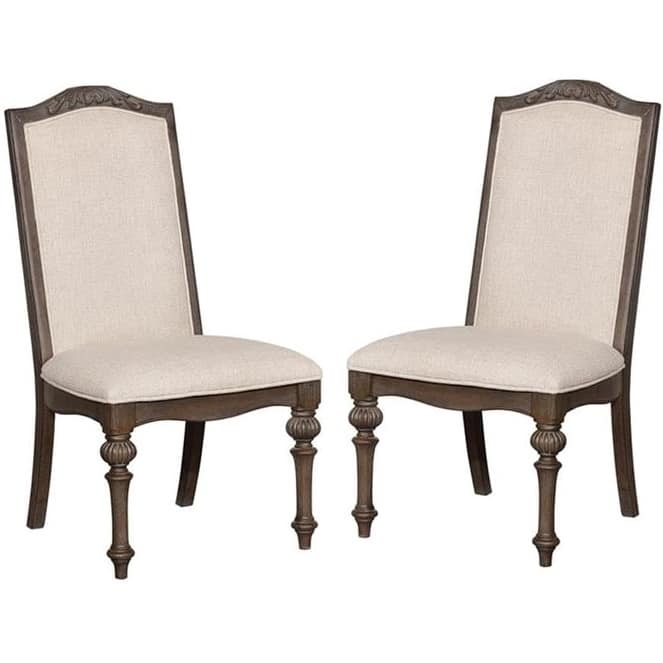 Ivory Finish Classic Upholstered Side Chairs Set