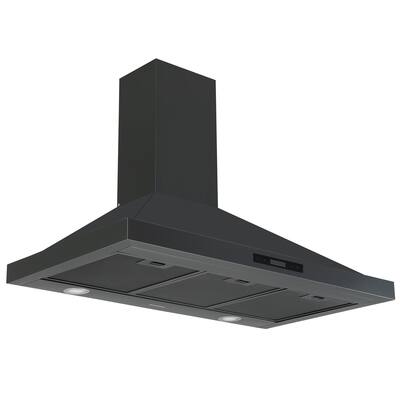 Ancona 36 in. 450 CFM Wall Mount Range Hood in Black Stainless Steel