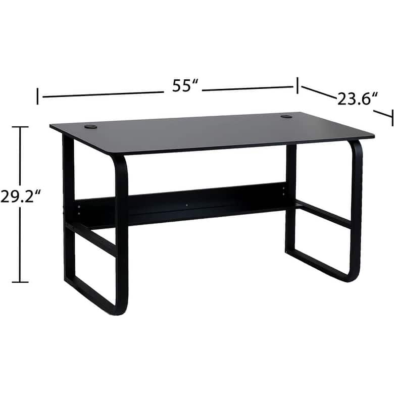 Modern Black Meatal Computer Office Desk Personal With Storage shelves