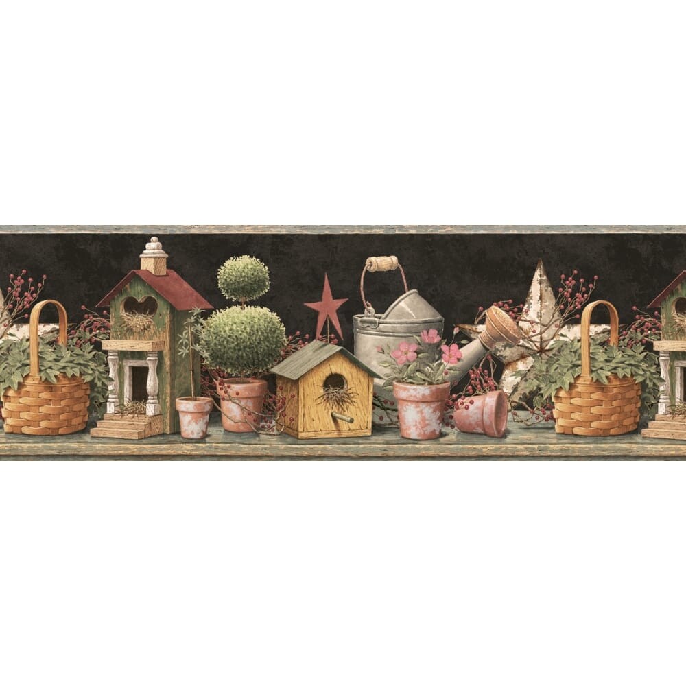 Shop Brewster Ctr63143b Shandi Black Bird Hill Border Wallpaper