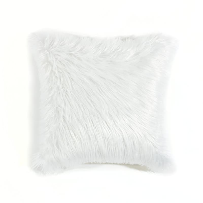 Lush Decor Mongolian Luca Faux Fur Decorative Pillow Cover - White - 20" x 20"