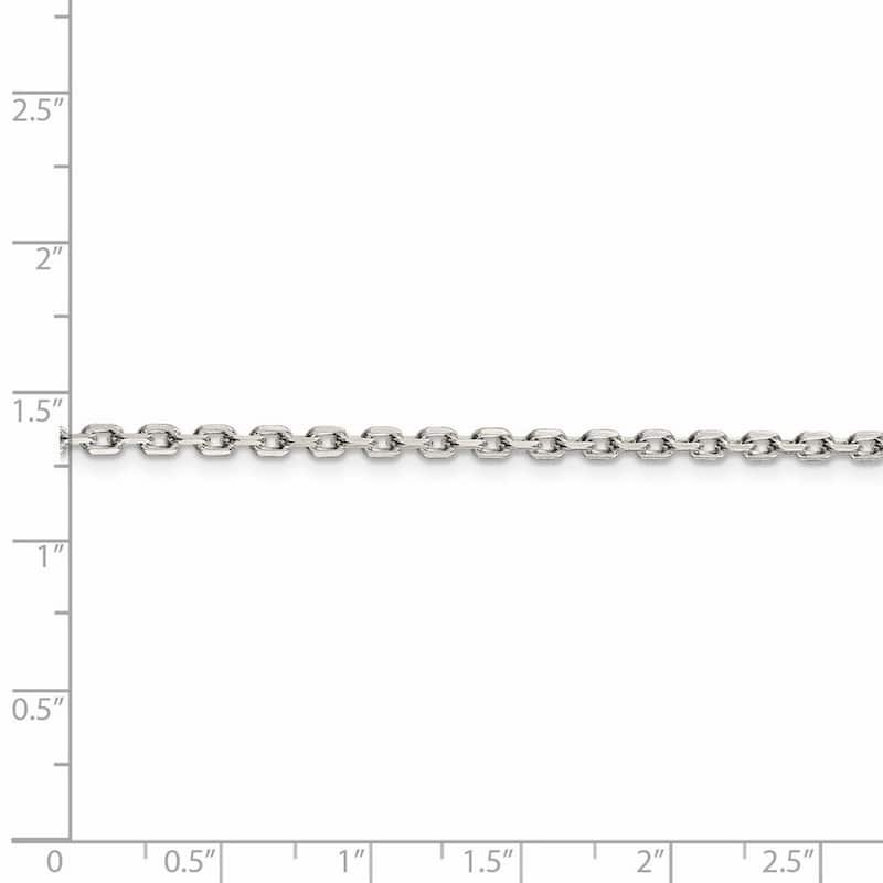 Curata 925 Sterling Silver 2.75mm Beveled Oval Cable Chain Necklace (Lobster)