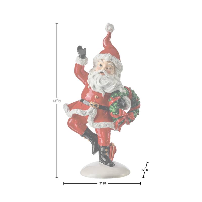 13" Resin Prancing Santa