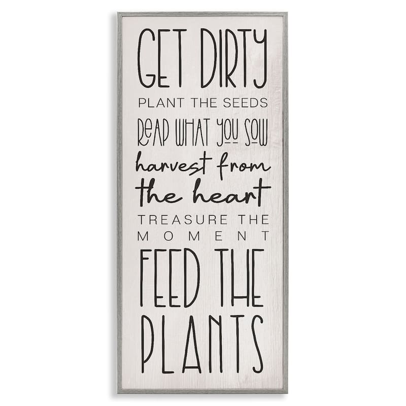Stupell Fun Garden Guidelines Framed Giclee Art Design By Lil' Rue - 13 x 30 - Grey