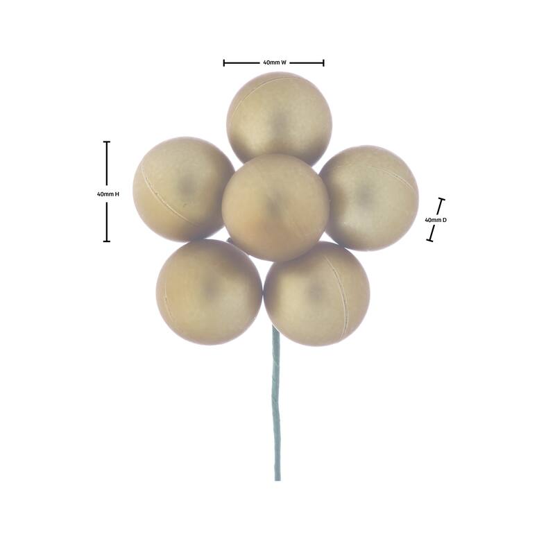 40mm Shatterproof Plastic 6 Bunch Matt Stemball Set of 6