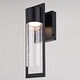 preview thumbnail 10 of 9, VAXCEL Sawyer 14.25 in. H 1-Light Matte Black Contemporary Outdoor Wall Sconce, Steel, Clear Seeded Glass Shade, Integrated LED