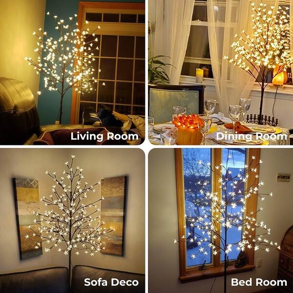 2Pcs 6 FT Prelit Cherry Blossom Tree with 208 LED Lights for Home