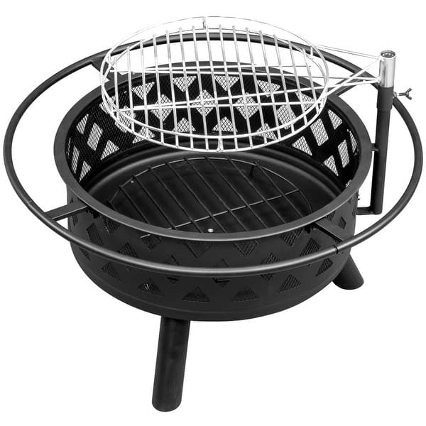 slide 2 of 12, 38-inch Outdoor Fire Pit Table with Cooking Grates 30" W