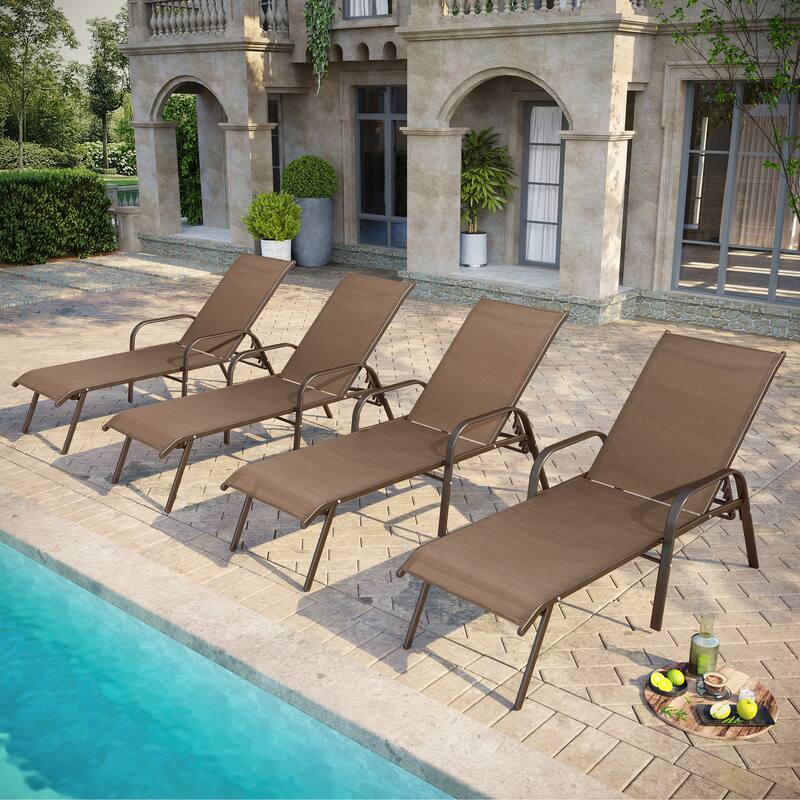 Pellebant Outdoor Patio Adjustable Chaise Lounge Chairs