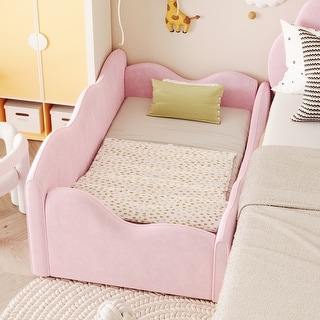 Upholstered Toddler Bed with Cloud Design and Safety Guardrails