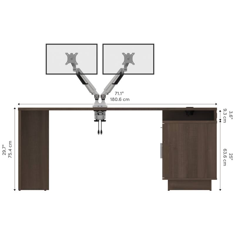 BESTAR Equinox 72W L-Shaped Desk with Monitor Arms