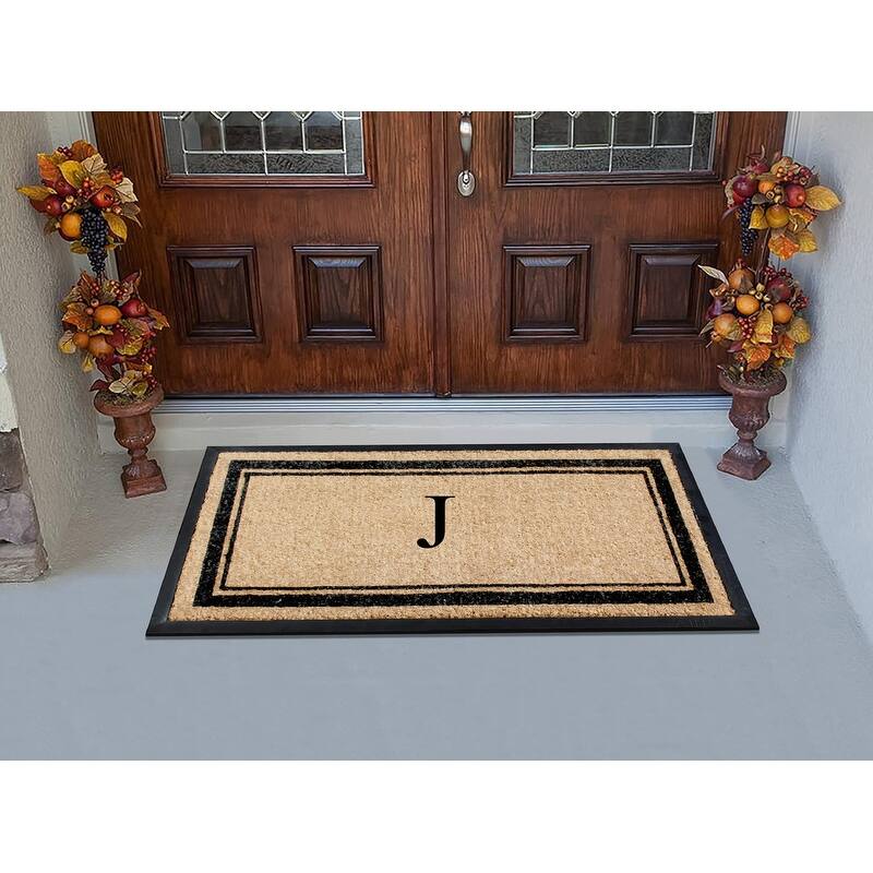 A1HC Picture Frame Natural Rubber & Coir Large Monogrammed Doormat 24"x48"