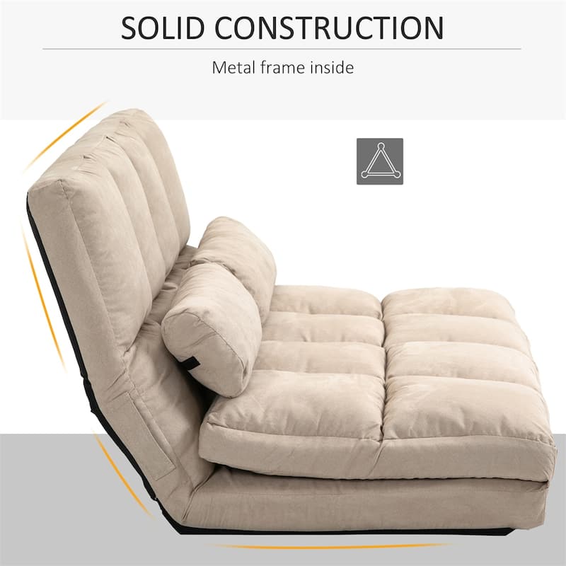 Folding Floor Sofa Chair with Pillow, Adjustable Backrest and Headrest
