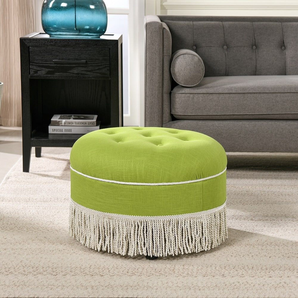 Yolanda 24" Upholstered Round Accent Ottoman