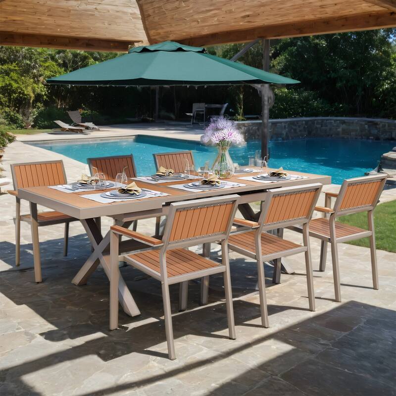 7-Piece Extendable Outdoor Dining Set, from 62.9" to 82.6"