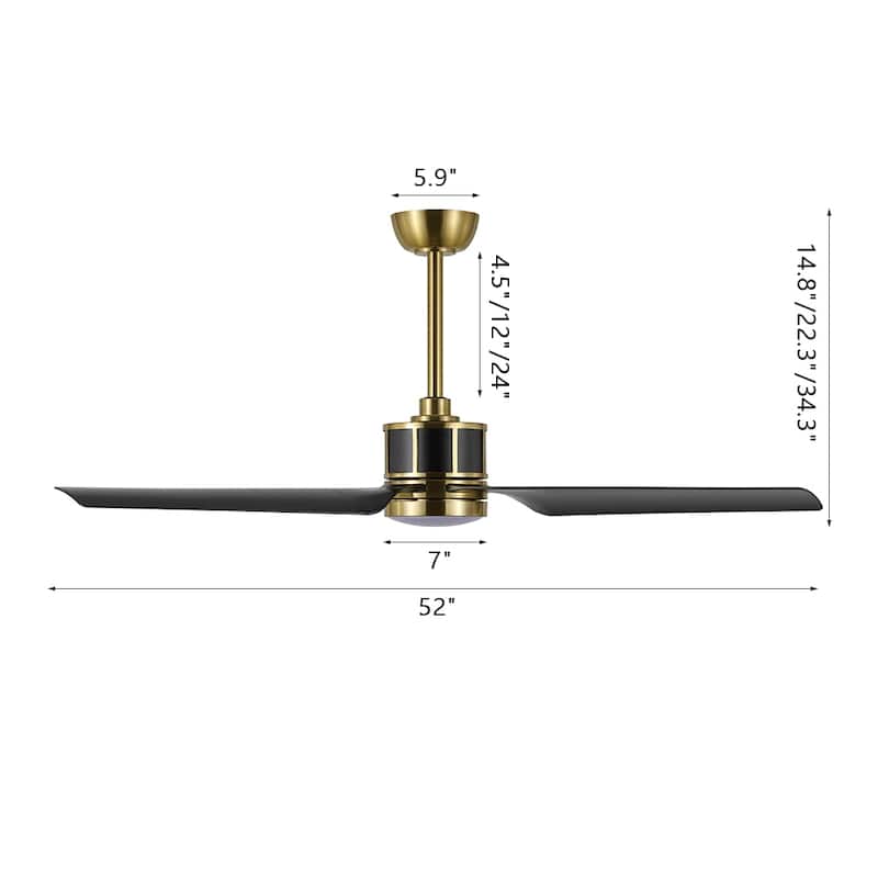 MLiAN 52 inch 3 ABS Blades LED Ceiling Fan with Remote