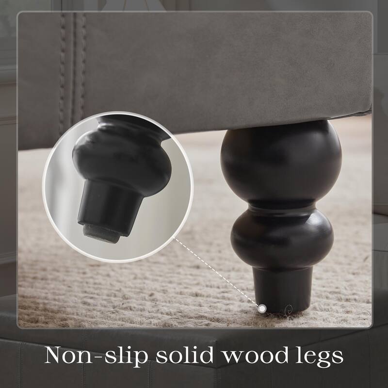 Leather Square Storage Ottoman for Living Room, Brown/ Black 30"W x 30"D x 18.1"H