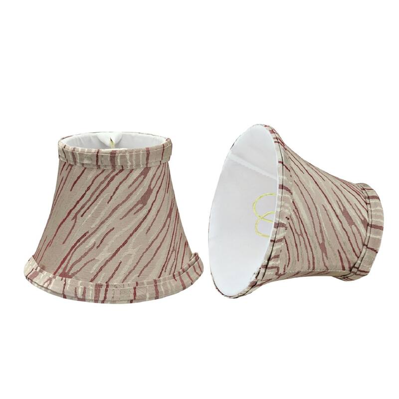 Aspen Creative Bell Chandelier Clip-On Lamp Shade (2 Pack), Off White with Red Striping, (3" x 5" x 4" )
