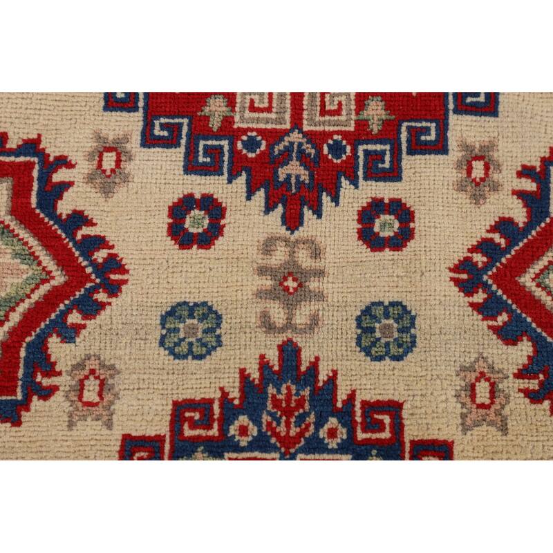 Geometric Kazak Oriental Area Rug Living Room Handmade Wool Carpet - 4'11" x 7'0"