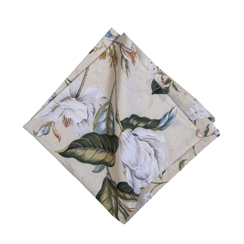 20" x 20" Garden Images Reversible Graphic Print Machine Washable Hemstitch Napkins Set of 6 - Green