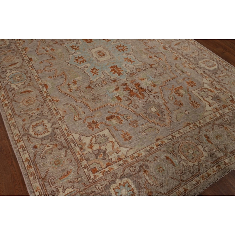 Vegetable Dye Oushak Turkish Area Rug Handmade Oriental Wool Carpet - 6'0"x 9'0"