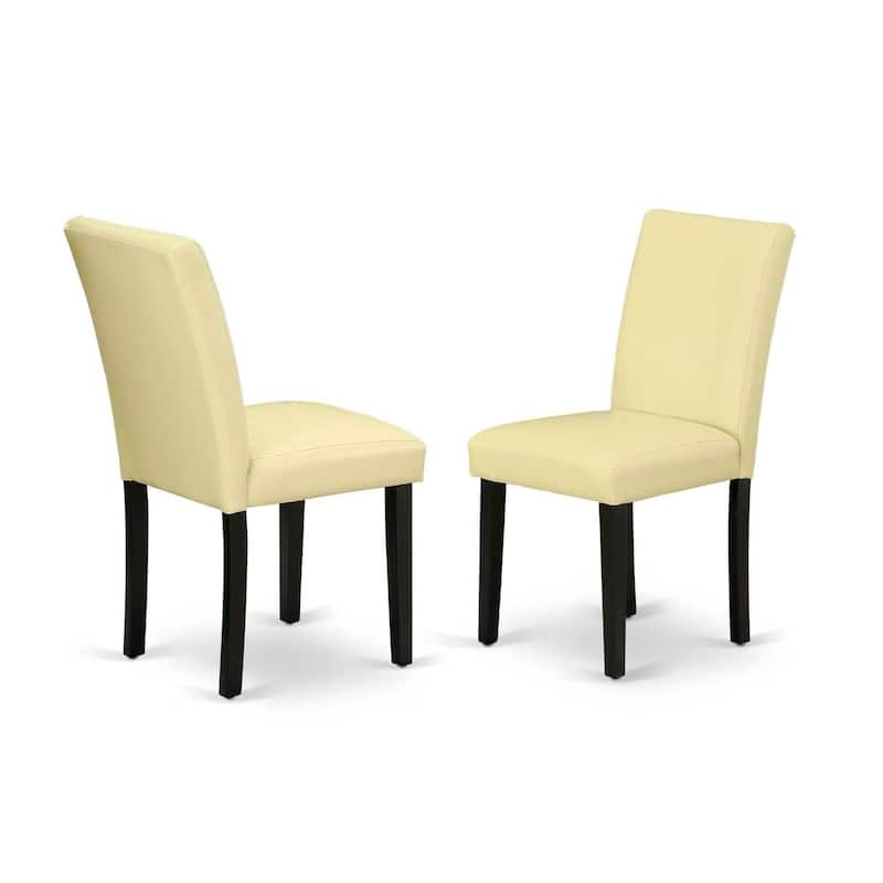 Parsons Round Dining Chair - PU Leather Seat, Black Legs - Modern Kitchen Accent Chair