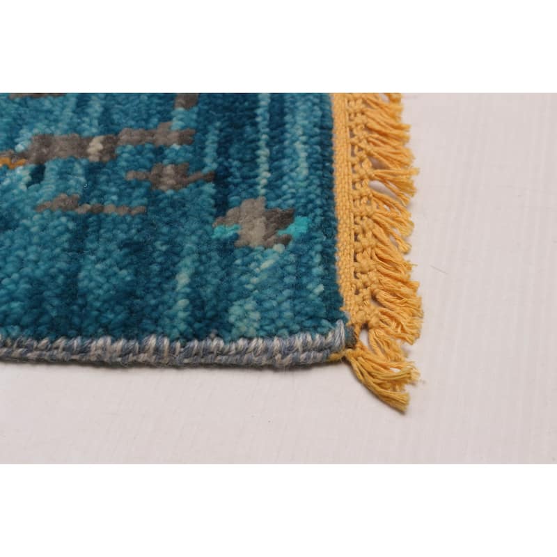 ECARPETGALLERY Hand-knotted Mystique Blue, Grey Wool Rug - 8' x 9' 11"
