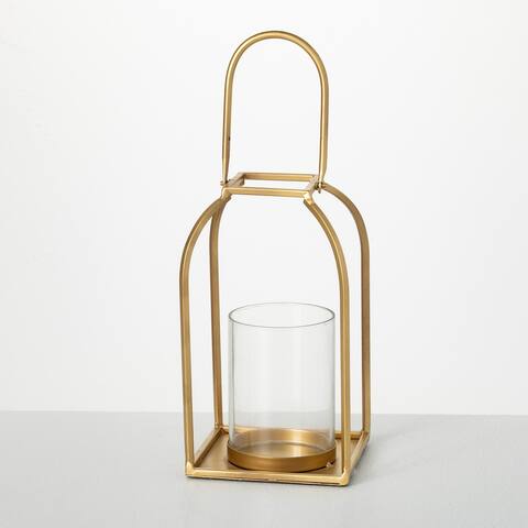 Sullivans 8.25 in Brushed Gold Dome Lantern; Gold - 4.5"L x 4.5"W x 8.25"H