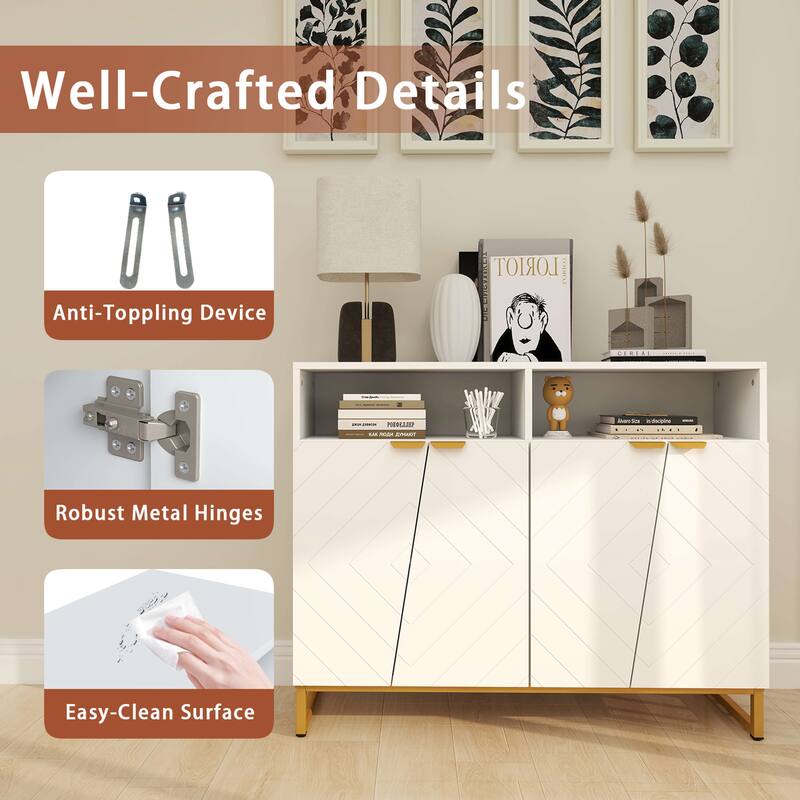 Costway 40" Buffet Storage Cabinet with 4 Doors & Adjustable Shelves - See Details