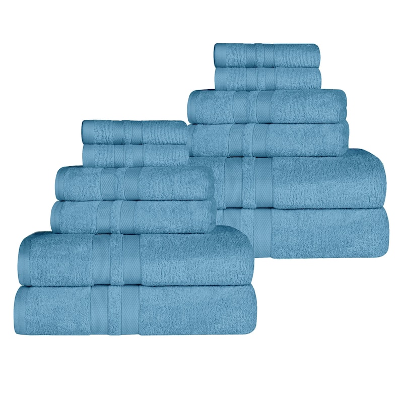 Superior Ultra-Soft Cotton Solid Quick-Drying 12 Piece Towel Set