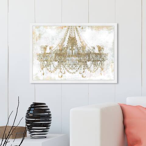 Oliver Gal 'Gold Diamonds' Fashion and Glam Framed Wall Art Prints Chandeliers - Gold, White