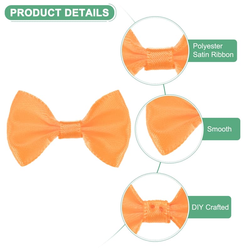 60-Pack Mini Craft Ribbon Bow 1.5x1 Inch for Craft DIY - Orange