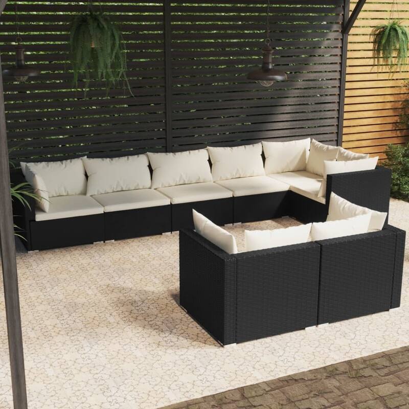 vidaXL Patio Lounge Set Outdoor Sectional Sofa Set Table Garden Poly Rattan