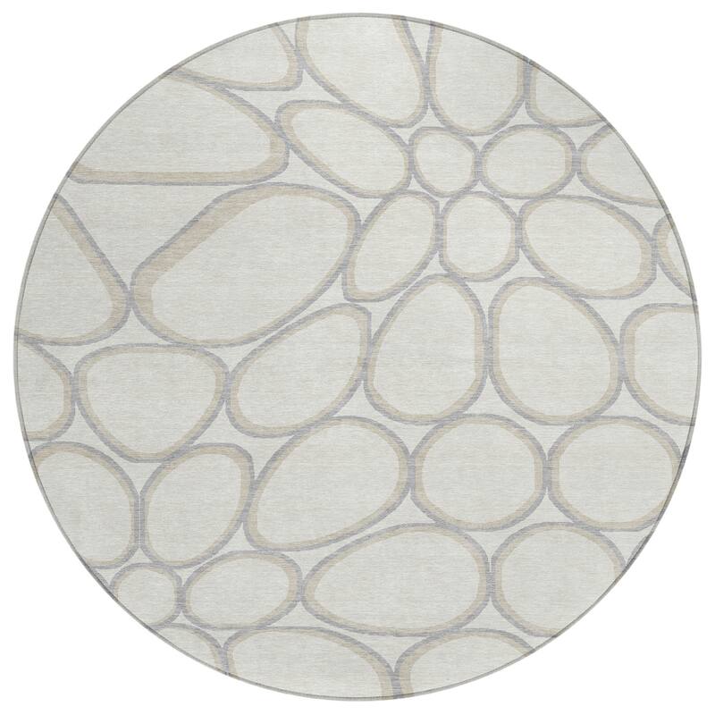 Machine Washable Indoor/ Outdoor Modern Bubbles Chantille Rug