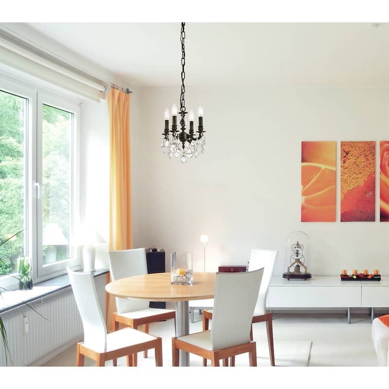 Somette Crystal 4-light Dark Bronze Finish Chandelier