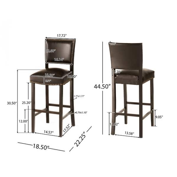 Mayfield Contemporary Bonded Leather Barstool (Set of 2) by Christopher Knight Home - 22.25" D x 18.50" W x 44.50" H