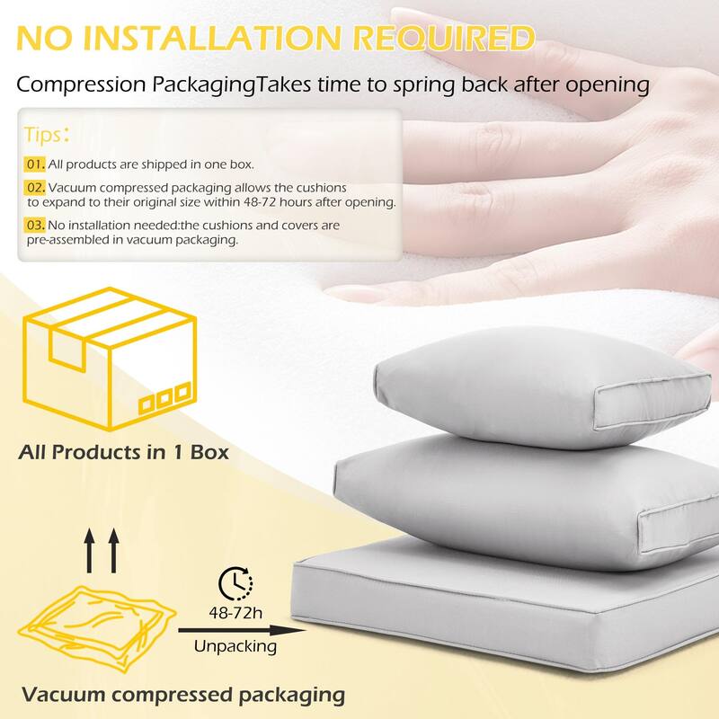 Outdoor Replacement Cushions for Patio Furniture, Waterproof & Non-Slip 4" Sofa Cushions, 6-Seat Conversation Sets, UV-Resistant