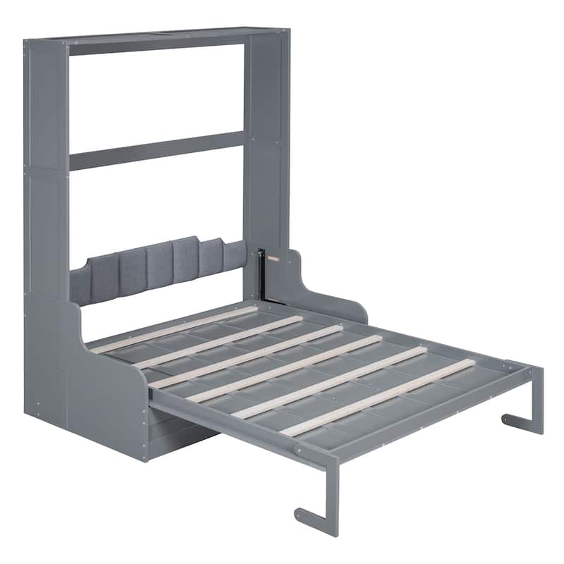 Queen Size Murphy Wall Bed with Foldable Cushion & Space-Saving Design