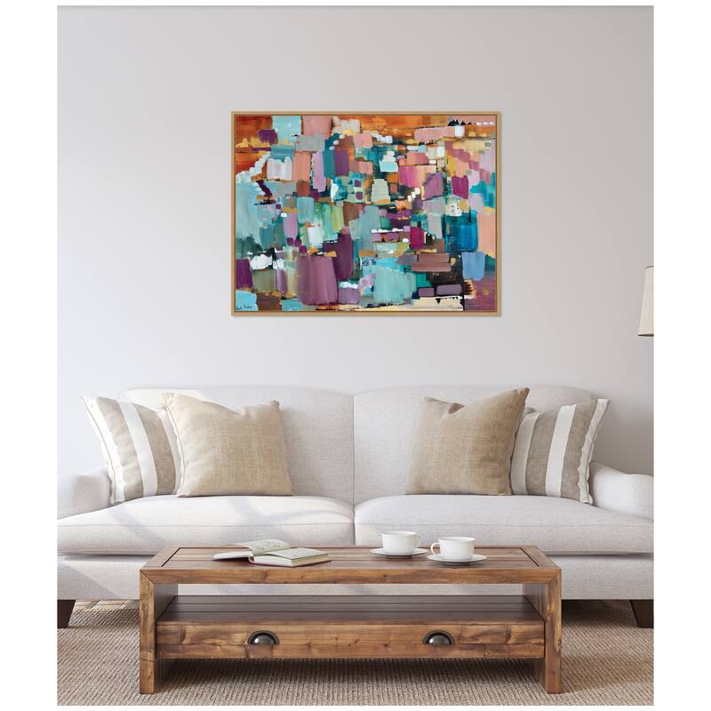 Kate and Laurel Sylvie Gemstones in Jewel Tones Framed Canvas by Leah Nadeau