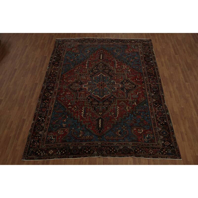 Hand Knotted Oriental 100% Wool Carpet Traditional Medallion Red Heriz (serapi) Area Rug - 11' 8'' X 9' 0''