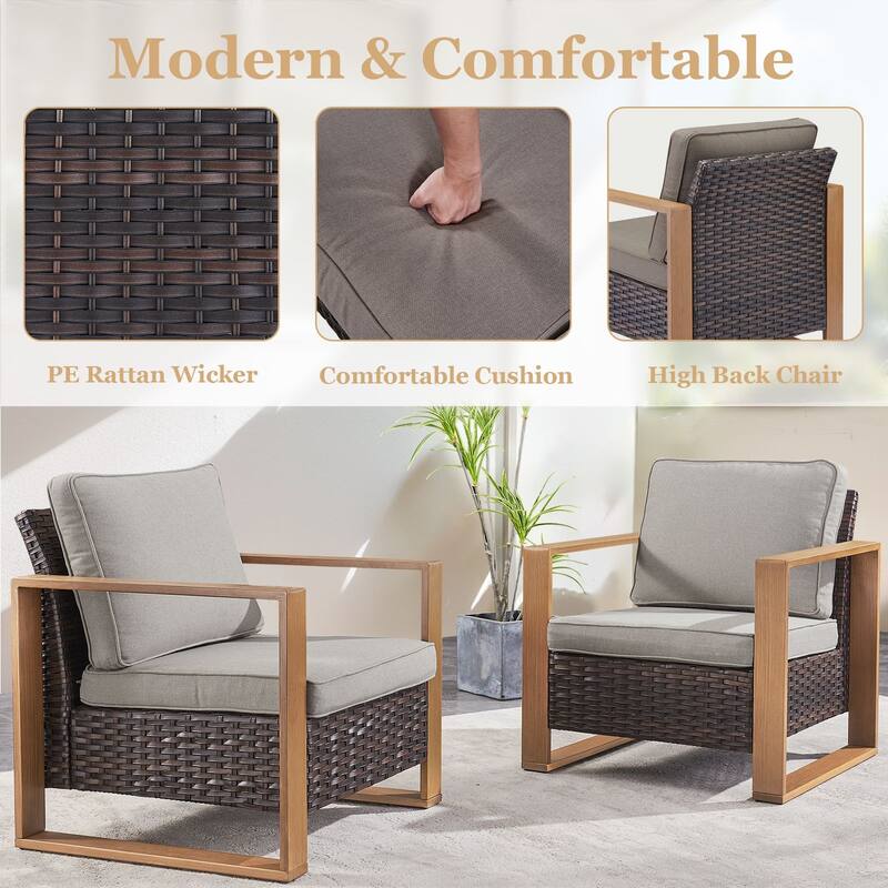 Pocassy 4/6/8PCS Sofa Swivel Chair with Fire Pit Table Set