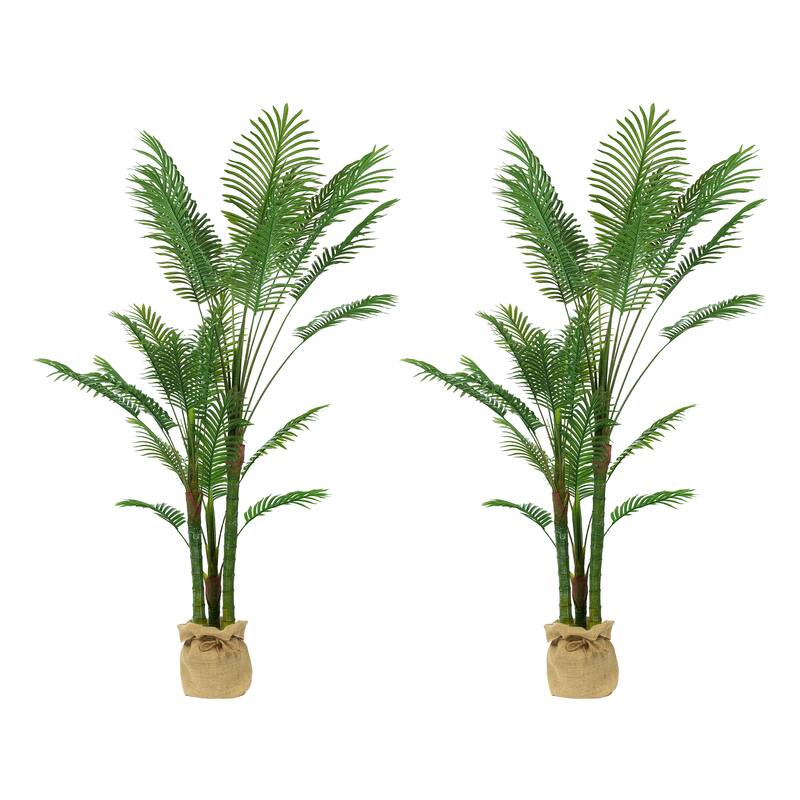 Artificial Palm Tree - Large Faux Potted Tropical Plant for Indoor or Outdoor Decoration (Set of 2)