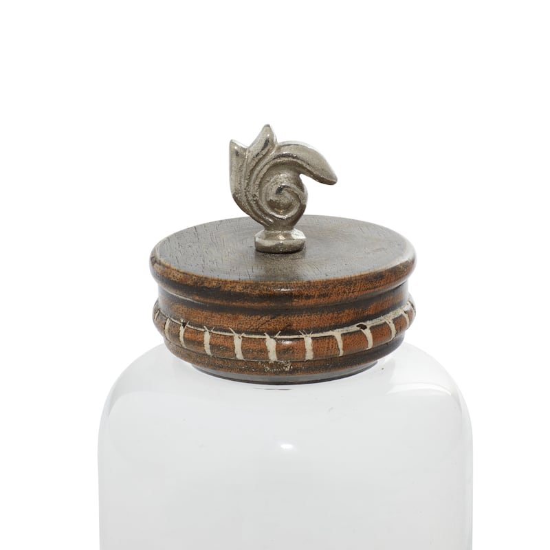 Clear Glass Contemporary Decorative Jar (Set of 3) - 5 x 5 x 12