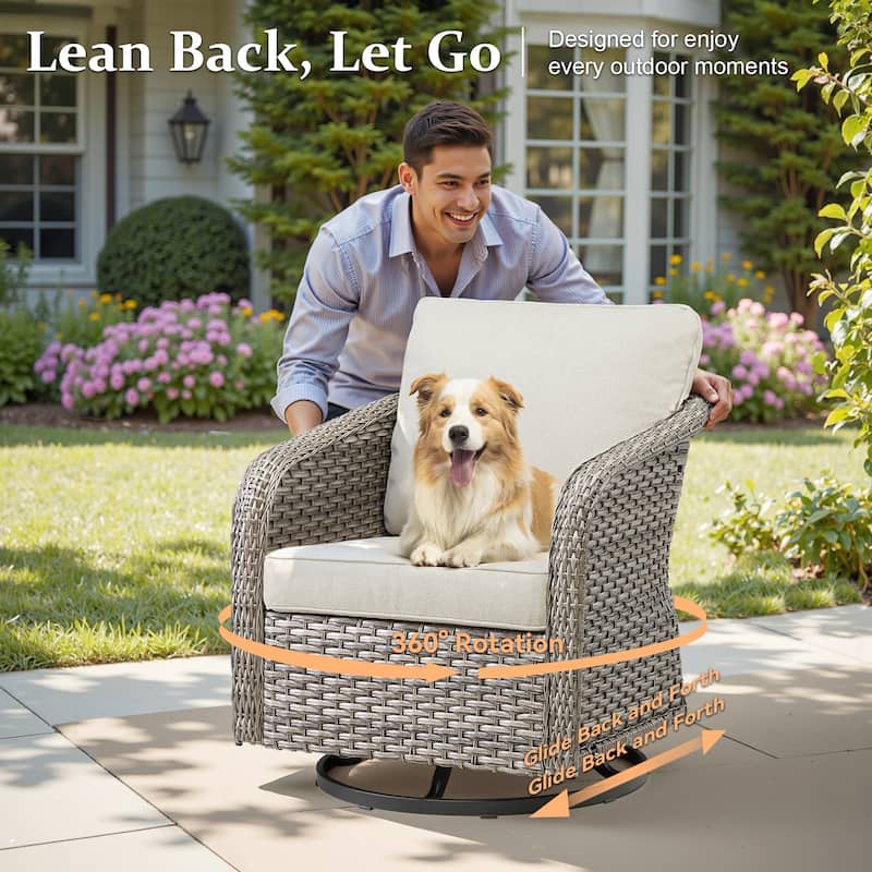 Pocassy Outdoor Patio Wicker Sofa Chair Furniture Set