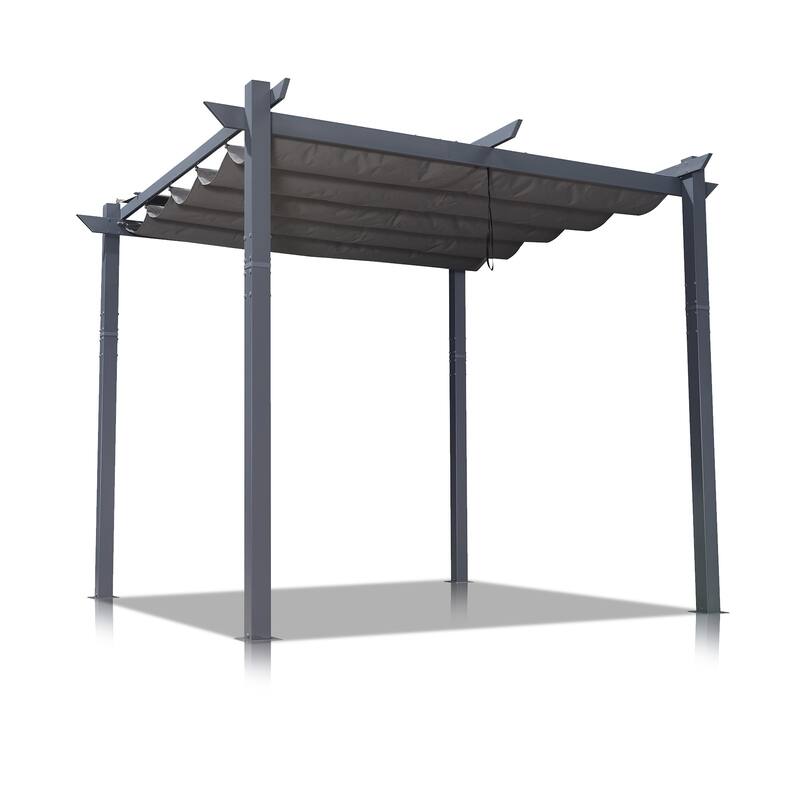 PURPLE LEAF Gazebo Outdoor Retractable Aluminium Grape Trellis Pergola with Extra Top Roof for Patio
