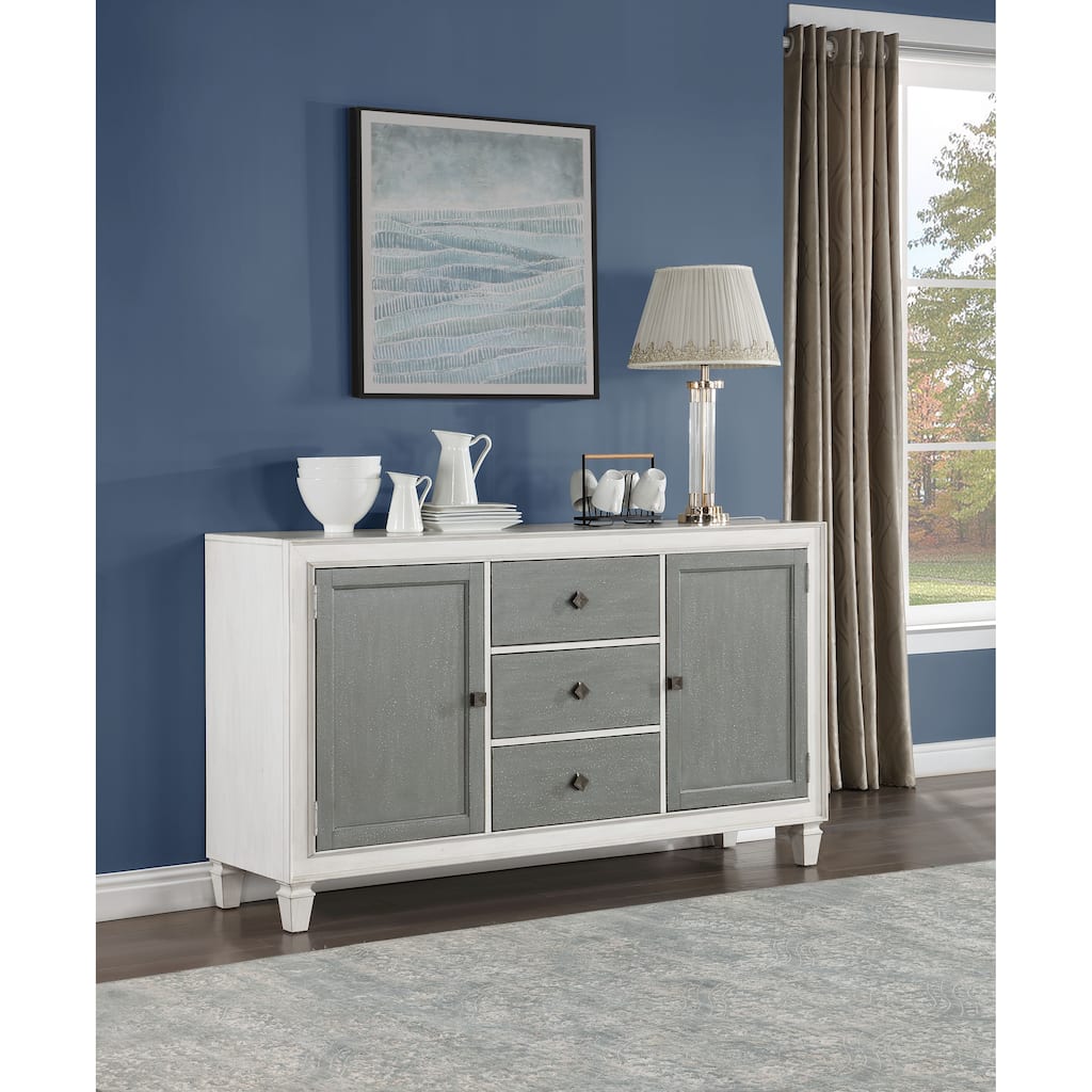 Katia Rustic Gray & Weathered White Finish Server