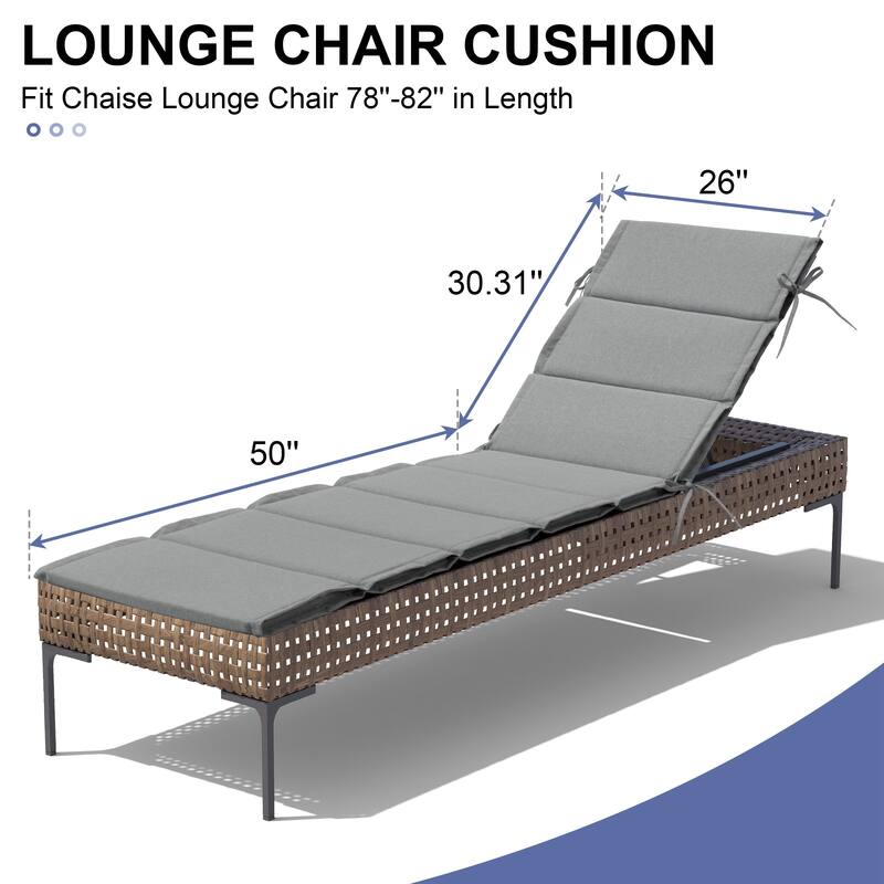 Outdoor Chaise Lounge Chair Cushion Patio Sun Lounger Cushion Sunbed Seating Pad
